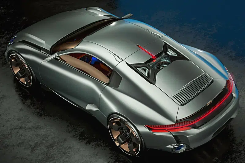 La Porsche 911 Cyber vista dall'alto