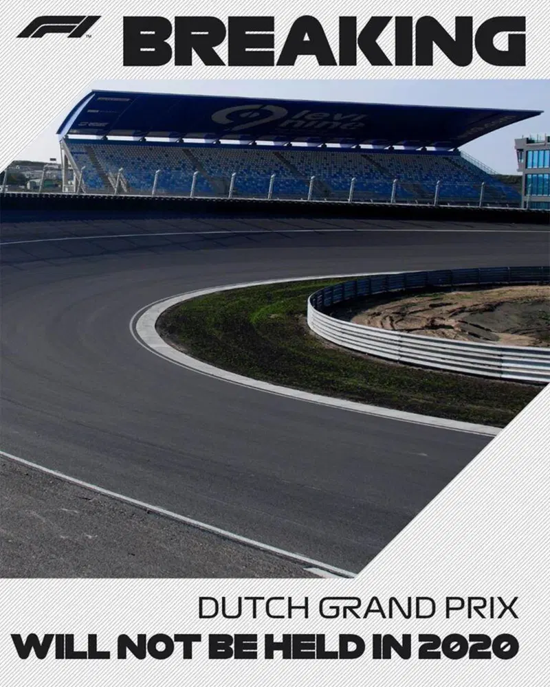 F1: il Gran Premio d'Olanda non sar&agrave; disputato nel 2020