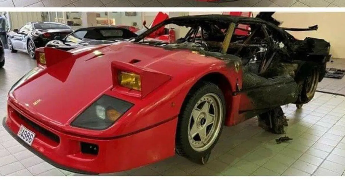 Ferrari F40 a fuoco a Monaco: ve la ricordate? Eccola (bruciata) in officina! [FOTO] (3)