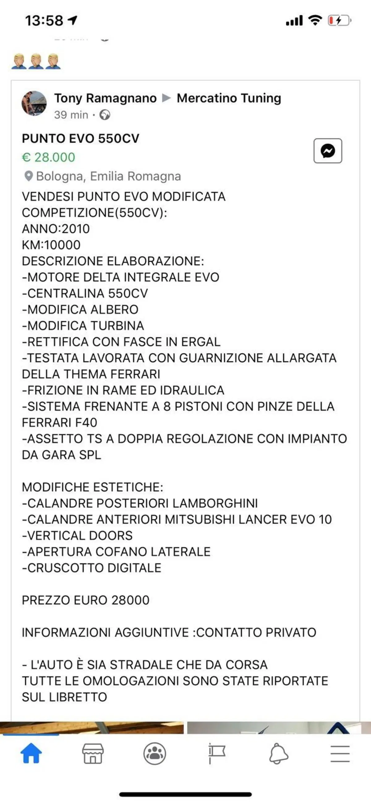 In vendita: Punto EVO 550CV con parti di Lamborghini, Ferrari, Mitsubishi, Lancia..  (3)