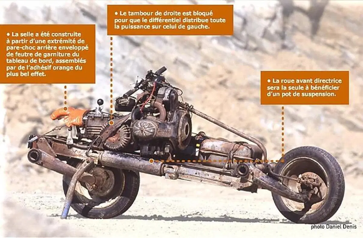 Quando la moto salva la vita all’uomo disperso, Ma uccide l’auto: francese distrugge compatta Citroen per scappare [2CV -> 2 ruote] (5)
