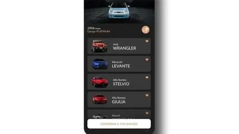 Tulle le auto FCA in noleggio libero con App "Garagedeisogni&rdquo;: 300 euro al mese e si passa da 500 a Stelvio, usando ogni tanto pure 124 Spider, Wrangler, Maserati e Ducato!