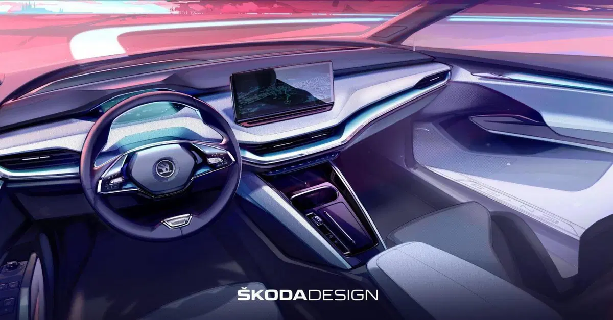 Skoda Enyaq iV, il teaser degli interni dell'elettrica