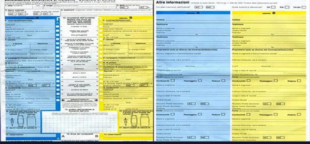 Il modulo della constatazione amichevole di incidente