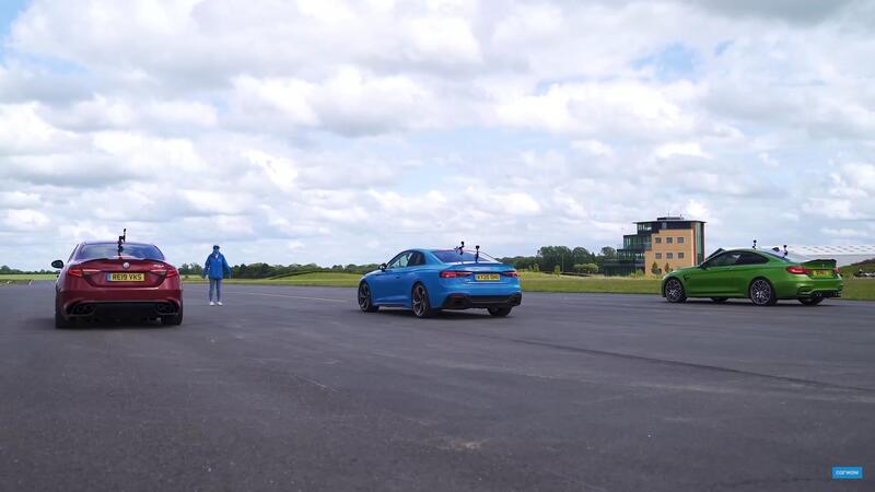 Drag Race: Alfa Giulia Quadrifoglio contro BMW M4 e Audi RS5 [VIDEO]