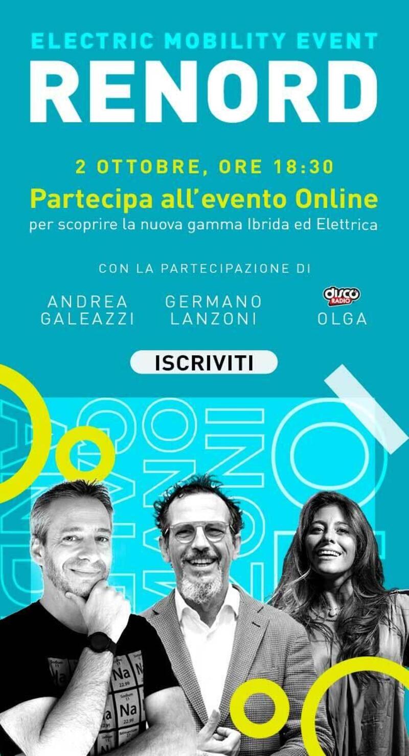 Galeazzi che spiega la tecnologia di un&rsquo;auto elettrica a Germano Lanzoni e Olga di Discoradio? Evento Renord tutto da seguire live il 2 ottobre