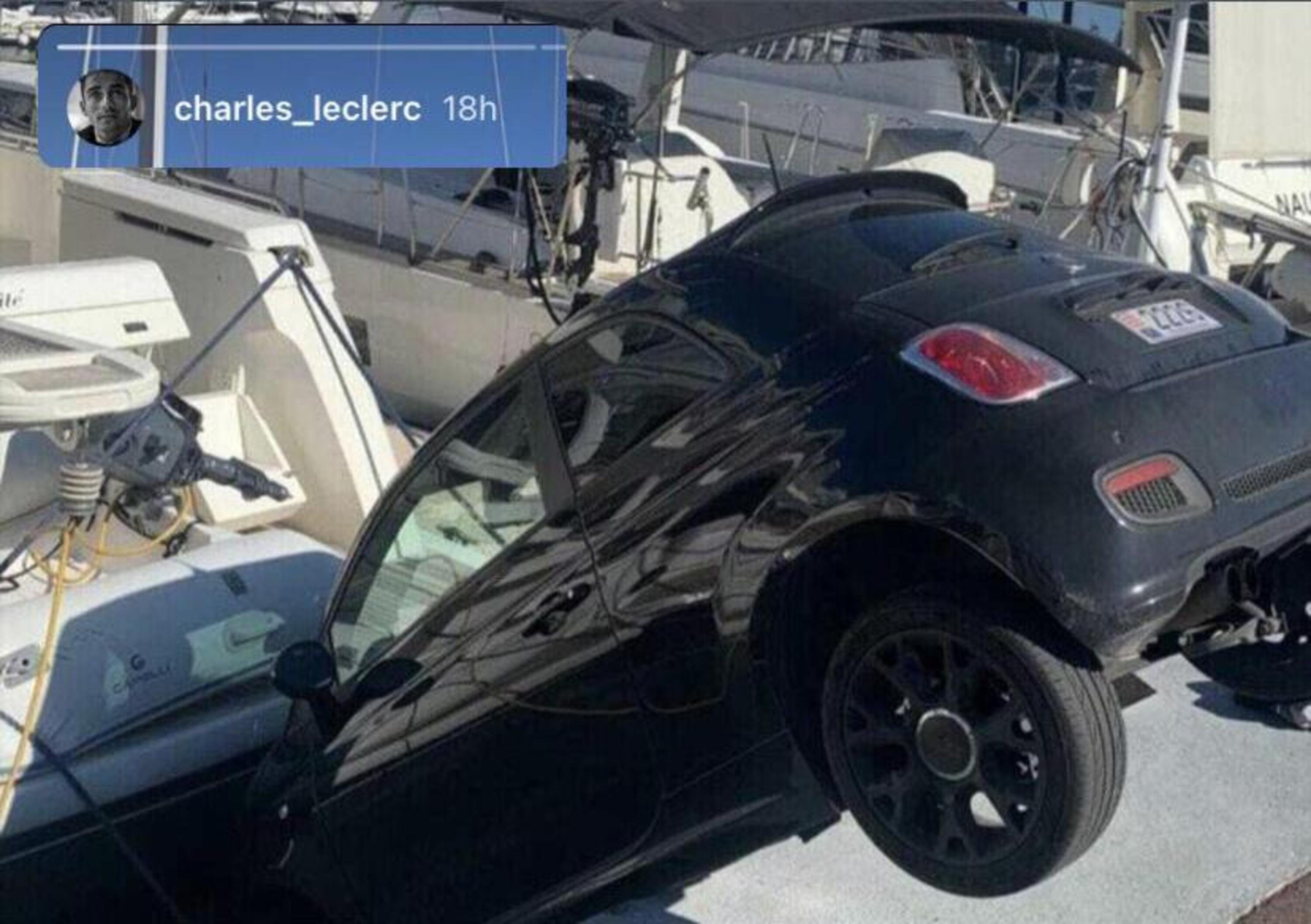 Fiat 500 caduta nel porto: la foto di Charles Leclerc su Instagram