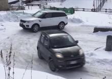 Panda 4x4 svernicia Range Rover sul ghiaccio. Quando peso e grip fanno la differenza [VIDEO]