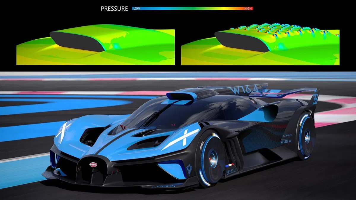Bugatti Bolide: perch&eacute; lo scoop ha quelle fossette e cosa c'entra una palla da golf 