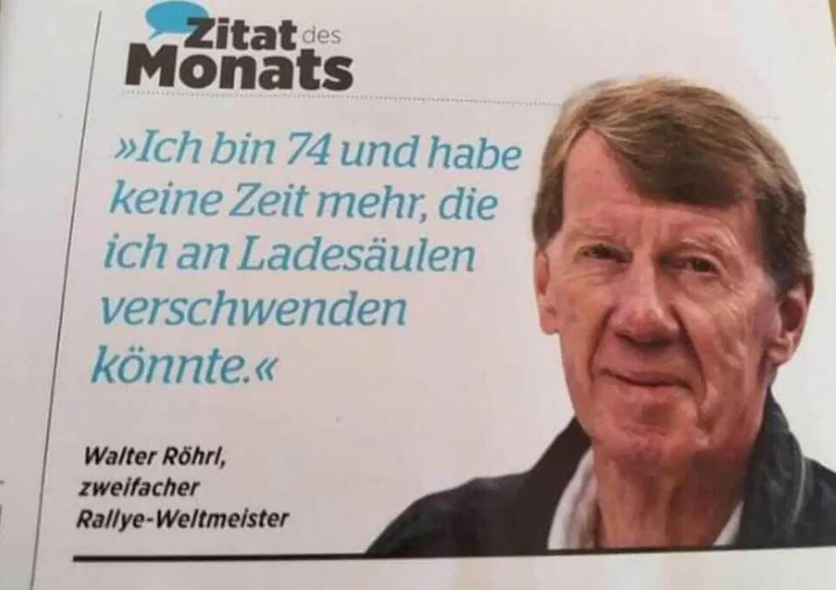 Il campione di Rally Walter R&ouml;hrl: "Ho 74 anni, non ho tempo di aspettare le colonnine elettriche"