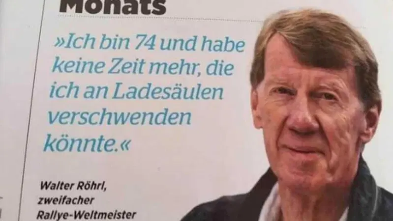 Il campione di Rally Walter R&ouml;hrl: "Ho 74 anni, non ho tempo di aspettare le colonnine elettriche"