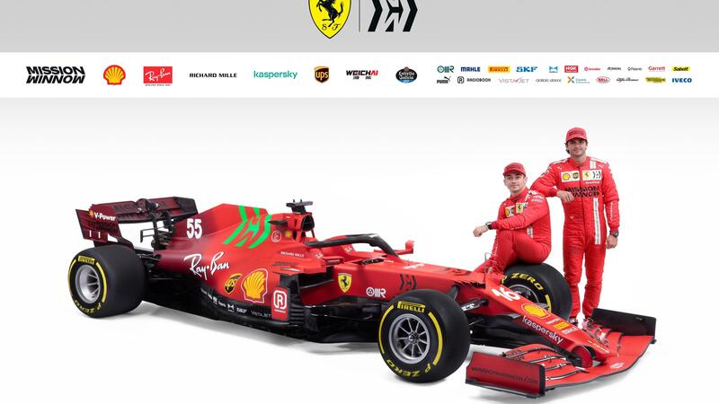 F1, Ferrari SF21: fianchi sinuosi e colori diversi