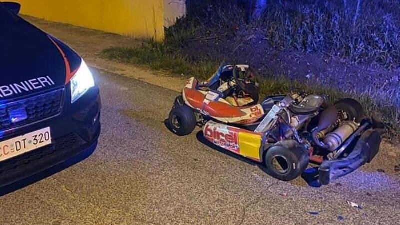 Col go-kart sulla strada pubblica fugge alla vista dei carabinieri: rocambolesco inseguimento [VIDEO]