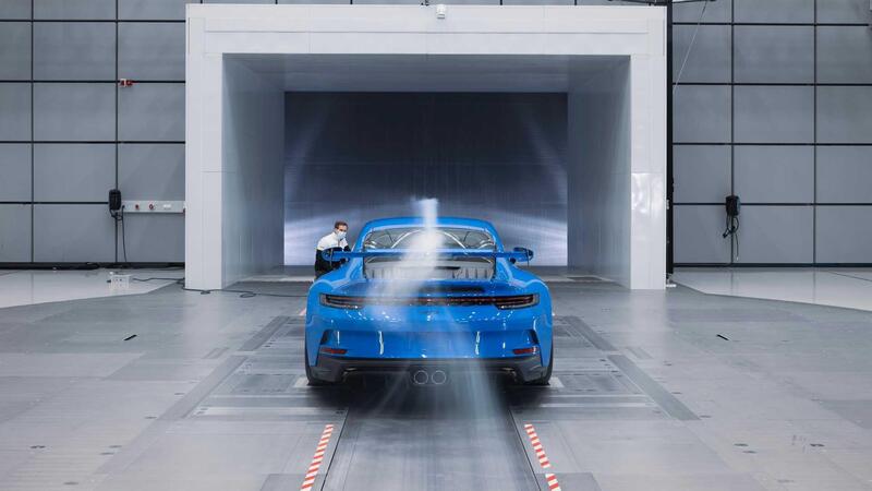 La Porsche 911 GT3 in galleria del vento.