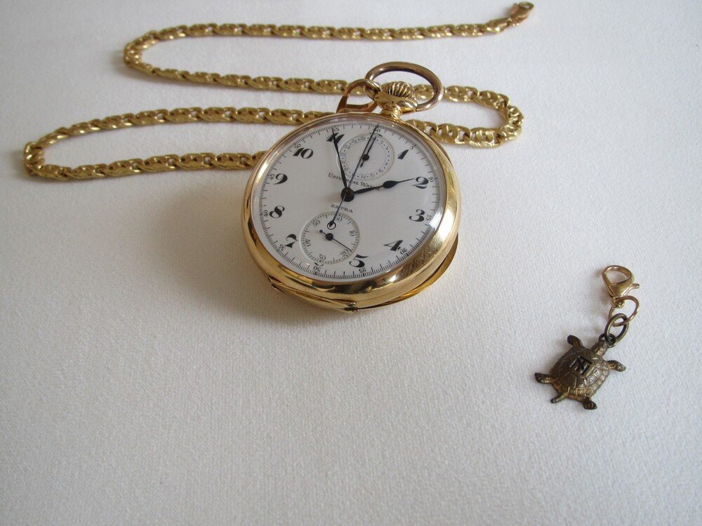 Il cronografo che Gabriele D&#039;Annunzio regal&ograve; a Tazio Nuvolari. E&#039; stato realizzato dalla maison Universal Watch di Ginevra