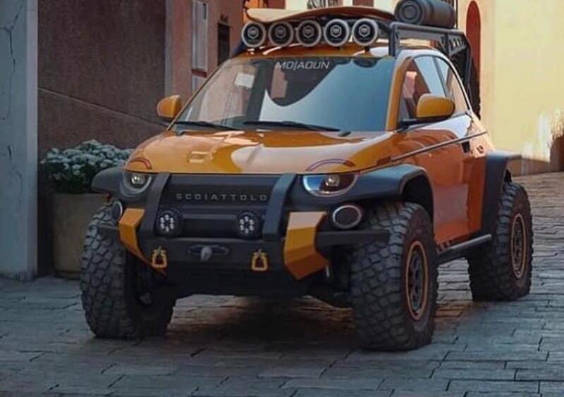 Stellantis meglio dei Transformers: con la Fiat 500 Scoiattolo offroad [spiazza anche il Suzukino?]