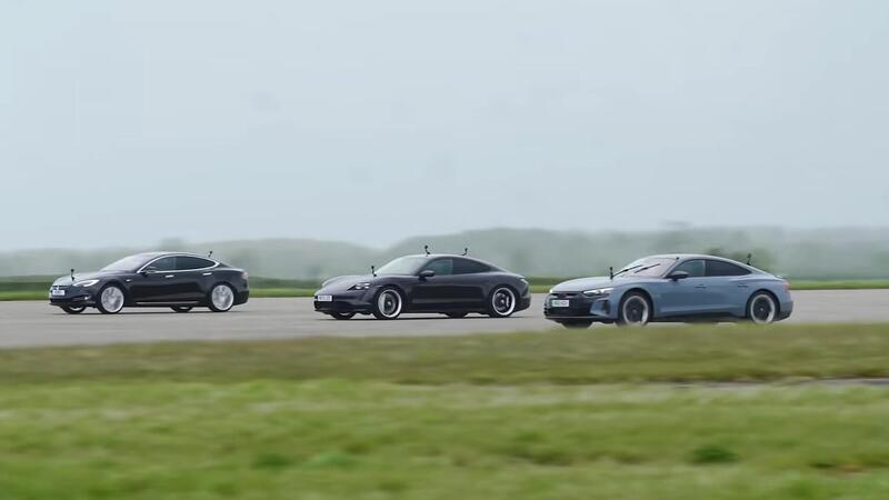 Tesla Model S P vs Taycan Turbo S vs Audi RS e-tron GT: la drag race EV definitiva [VIDEO]