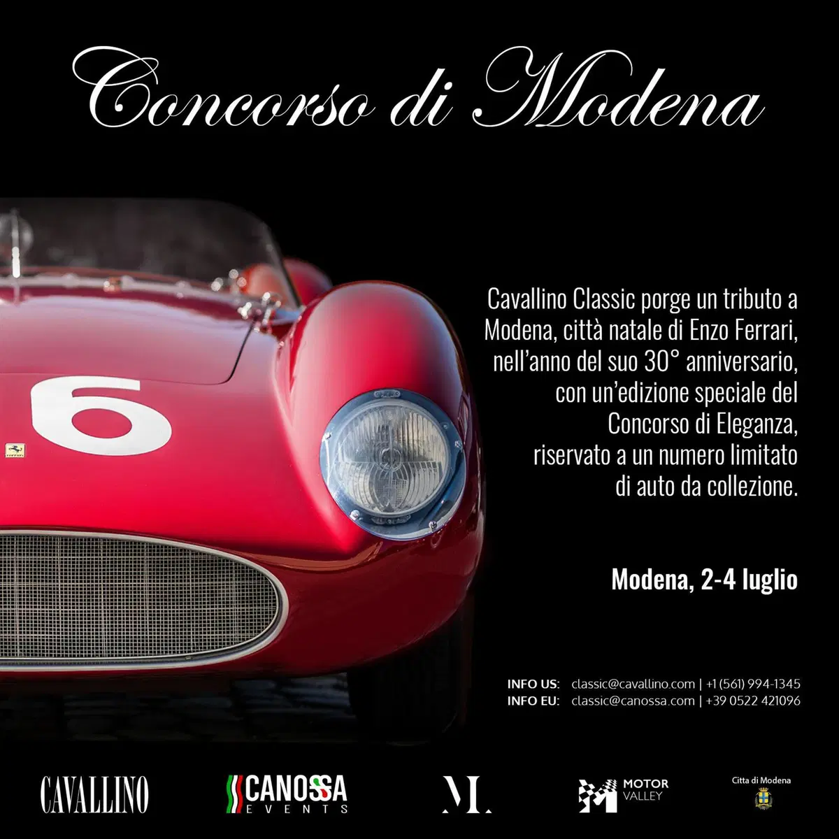 Concorso d'Eleganza Modena: a luglio un ritrovo dal sapore Ferrari (e non solo)