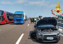 Brutto incidente in autostrada A4, Pullman Itabus e camion coinvolti insieme a 2 auto