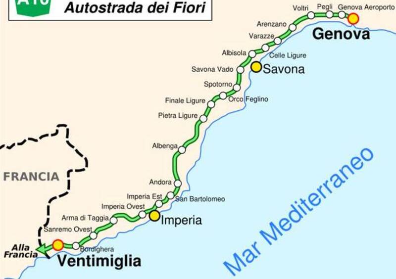 Autostrada A10: niente pedaggio fino Albisola