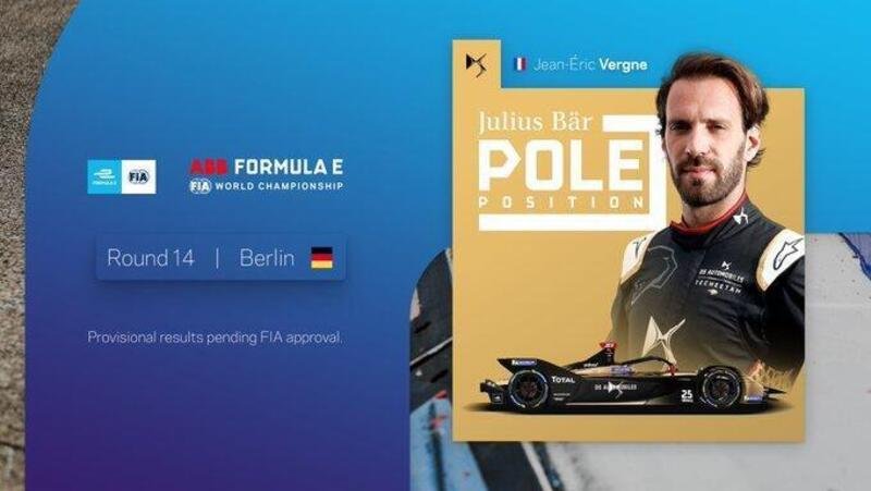 Formula E, ePrix Berlino 1: pole per Vergne
