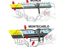 F1, GP Italia 2021: La Mercedes ha portato a Monza un'ala posteriore più scarica di quella usata a Spa
