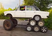 Dalla Russia con 10 ruote in più: la monster Lada a 14 ruote [video]