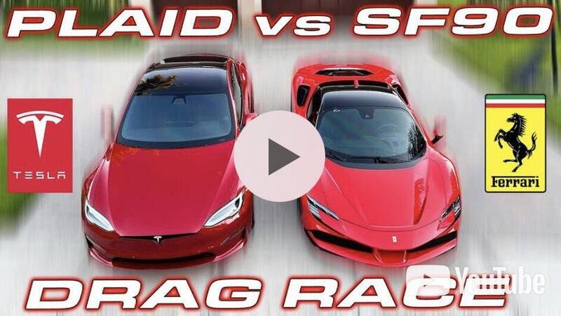 Ferrari SF90 vs Tesla Model S Plaid. SUPER drag race!