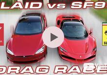 Ferrari SF90 vs Tesla Model S Plaid. SUPER drag race!