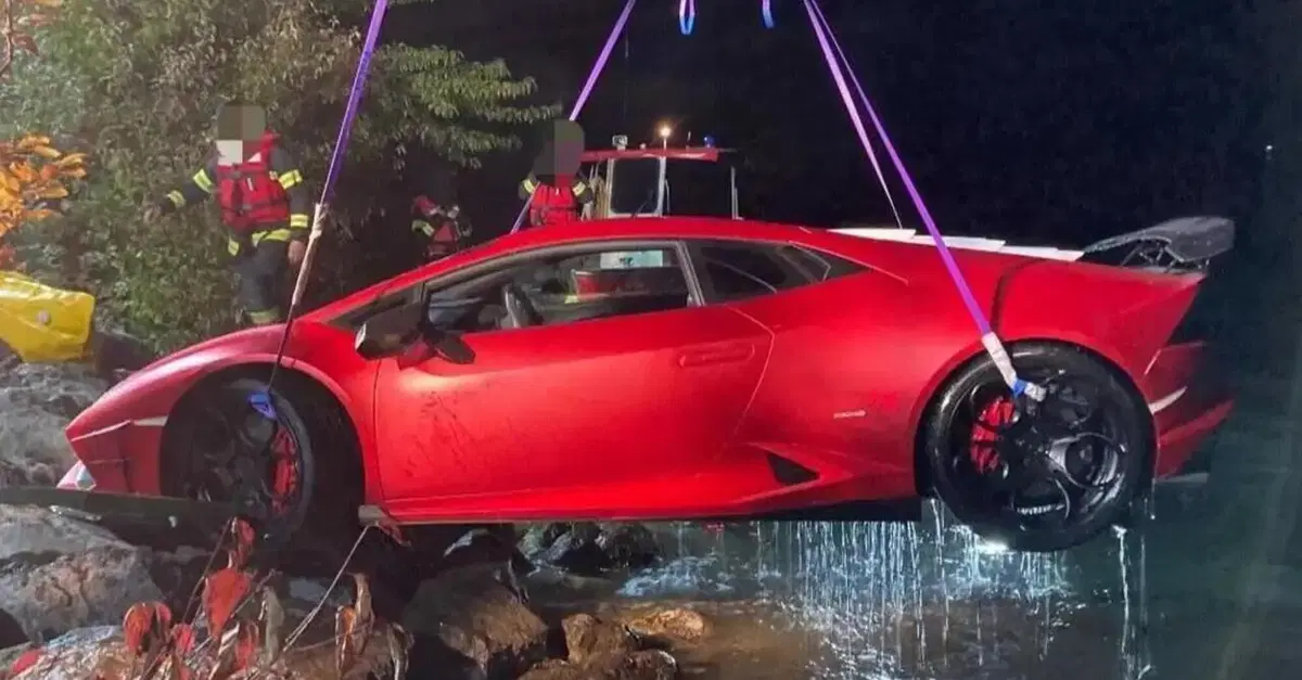Lamborghini 15 metri sotto (il livello dell'acqua): 30enne con la Huracan vola nel lago [foto]
