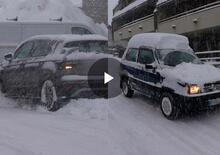 La neve alta ferma VW T-Cross e Opel Crossland a Sestriere, non la Fiat Panda [video]