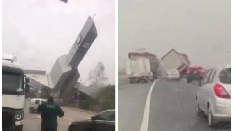 Raffiche di vento a 130 km/h: camion che volano come foglie nella tempesta 