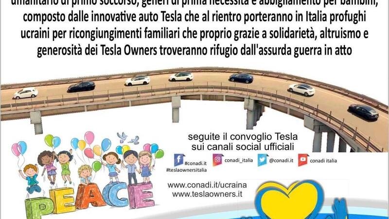 Tesla Owners Italia: la carovana parte per l&#039;Ucraina con aiuti e trasporter&agrave; i profughi in Italia