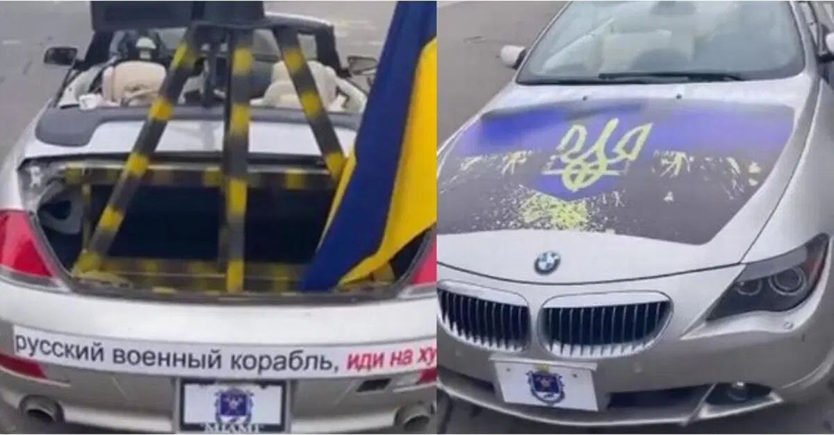 [VIDEO] L&rsquo;Ucraina combatte la guerra con una BMW Serie 6 Cabrio completa di mitragliatrice