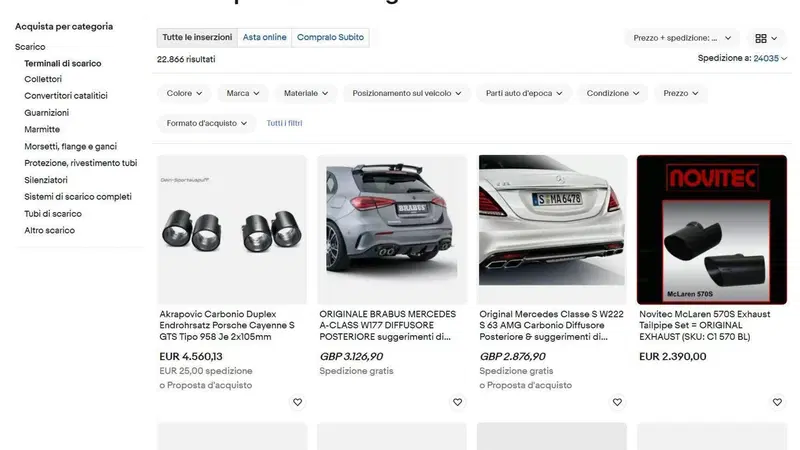 Guida all&rsquo;acquisto, tuning: sistemi scarico omologati e uso pista grazie a eBay