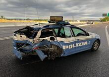 Non vede l'auto della Polizia e fa un disastro, incidente in A1 [VIDEO]