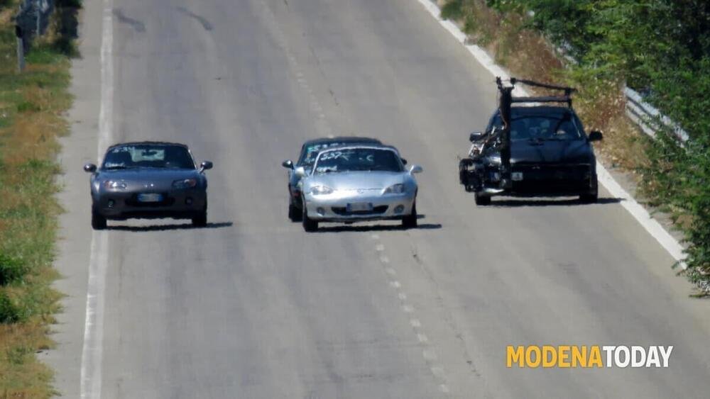 Le tre Mazda MX-5 impegnate nelle riprese