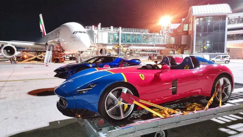 Come si caricano due Ferrari nuove sull'Airbus A380 di Emirates