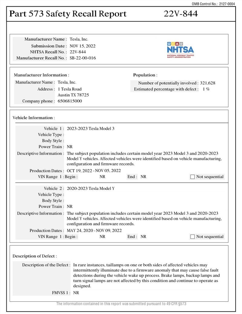 Documento NHTSA