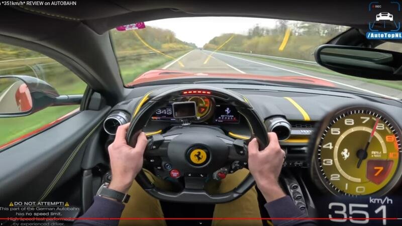 Ferrari 812 Superfast Novitec vola a 351 km/h sull&#039;Autobahn tedesca [VIDEO]