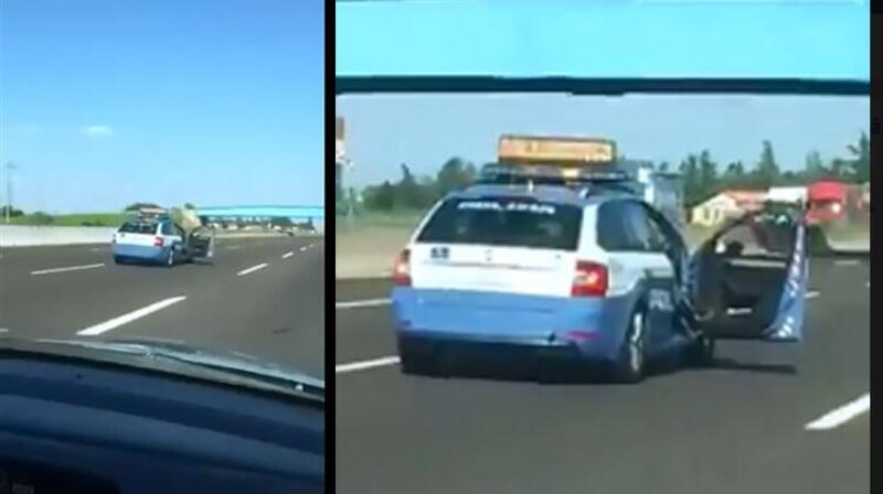 Attenzione, perch&eacute; l&#039;auto della Polizia spalanca le porte in autostrada?