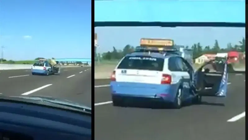 Attenzione, perch&eacute; l'auto della Polizia spalanca le porte in autostrada?
