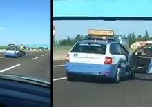 Attenzione, perché l'auto della Polizia spalanca le porte in autostrada?