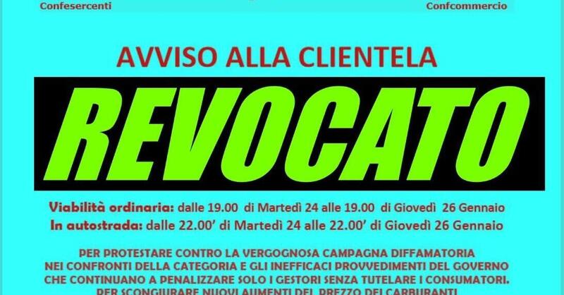 Revocata la seconda giornata di sciopero dei benzinai