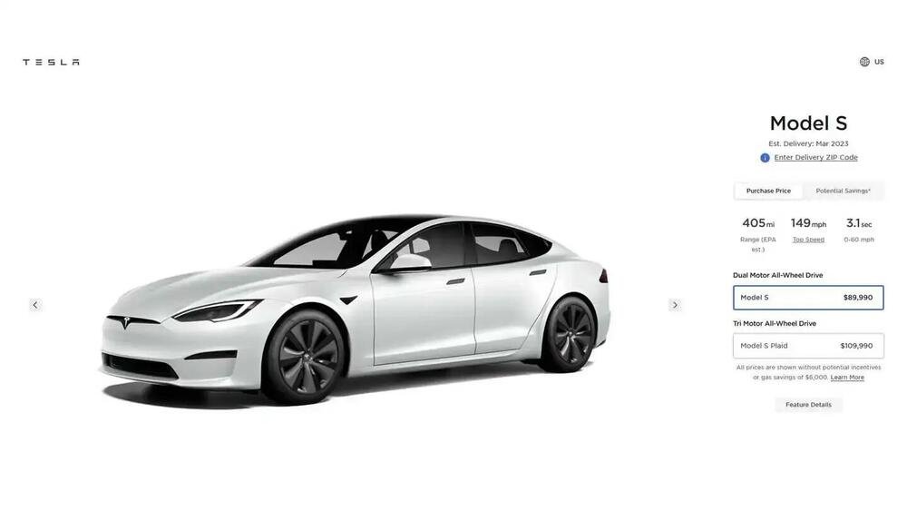Tesla Model S prezzo USA