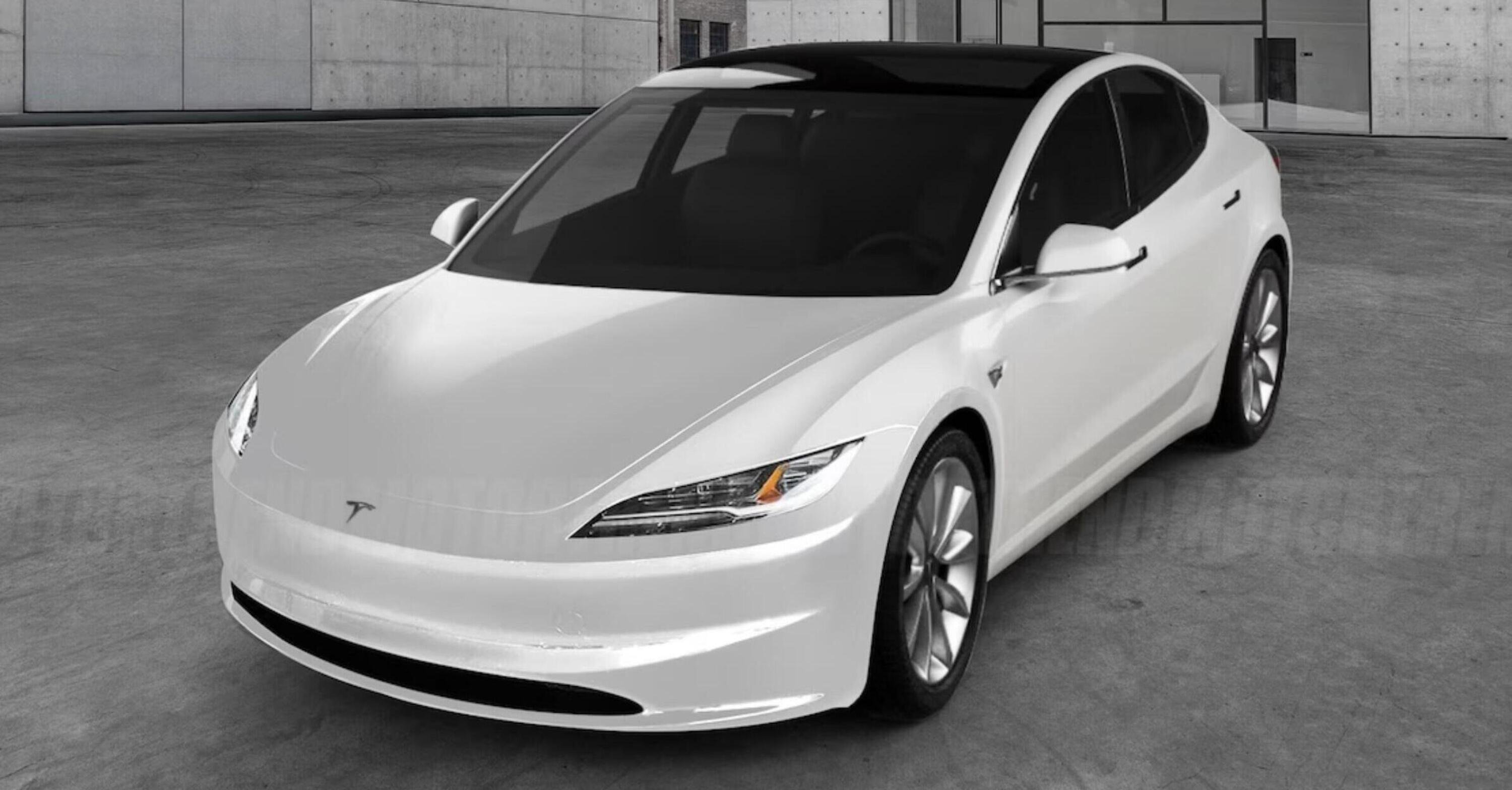 Tesla Model 3 Highland nuovo frontale ecco il rendering Elettrico Automoto.it