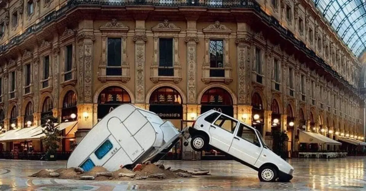 Vent'anni fa: la Fiat Uno con roulotte al seguito irrompeva in Galleria a Milano