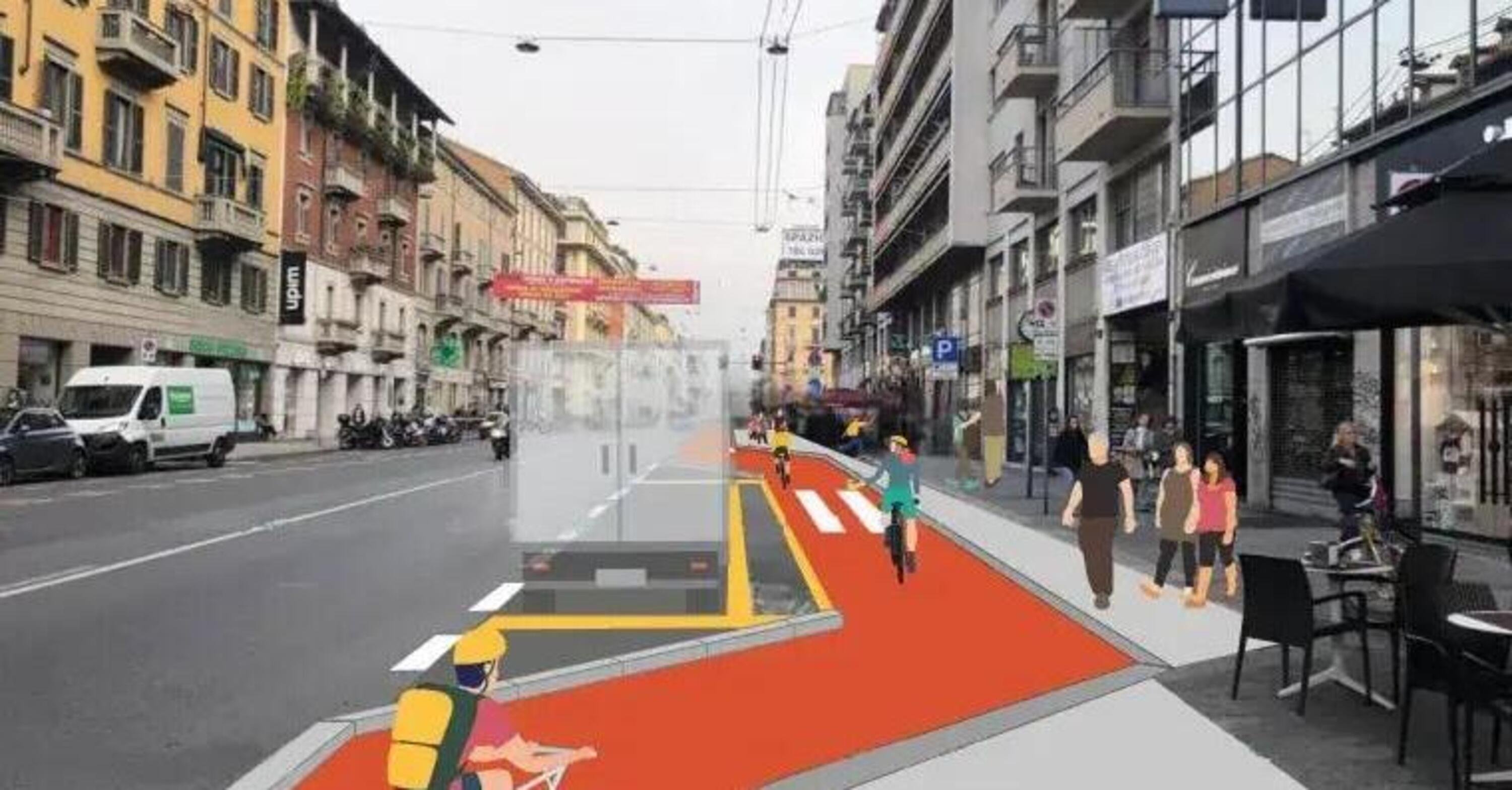 Milano, Corso Buenos Aires cambia tutta la viabilit&agrave; con la nuova ciclabile 