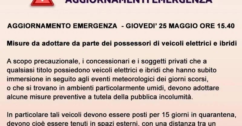 Allarme auto elettriche dai Vigili del Fuoco: vanno messe in "quarantena"