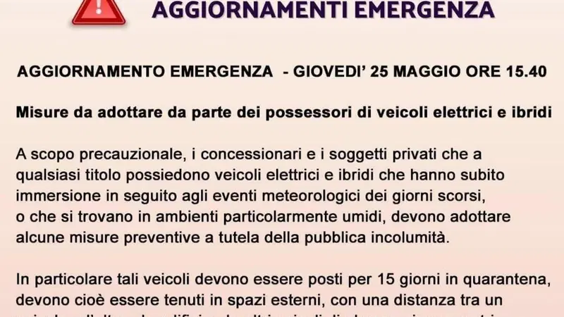 Allarme auto elettriche dai Vigili del Fuoco: vanno messe in "quarantena"